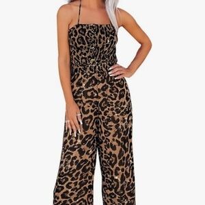 Animal Print Leopard Medium Jumpsuit Open Back Halter Top Mobwife Statement